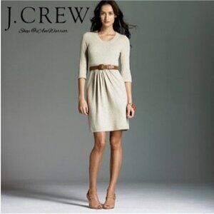 J. Crew Wool Cashmere Blend Sweater Dress Size XS Tan Oatmeal 3/4 Sleeve Career